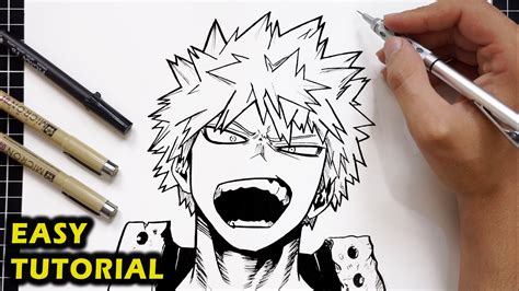 How to Draw Bakugou Katsuki Easy .